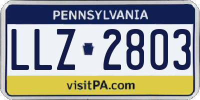 PA license plate LLZ2803