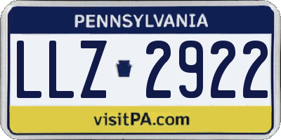 PA license plate LLZ2922