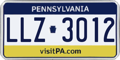 PA license plate LLZ3012