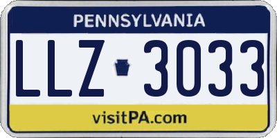 PA license plate LLZ3033