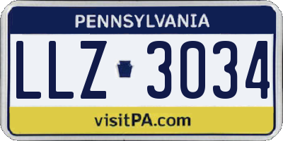 PA license plate LLZ3034