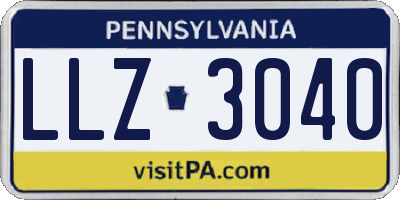 PA license plate LLZ3040