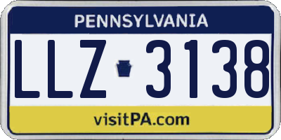 PA license plate LLZ3138