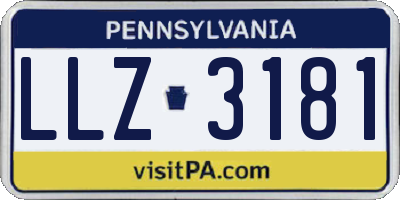 PA license plate LLZ3181