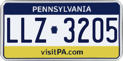 PA license plate LLZ3205