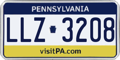 PA license plate LLZ3208