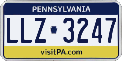 PA license plate LLZ3247