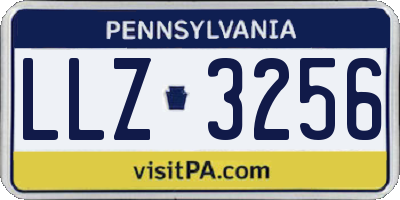 PA license plate LLZ3256