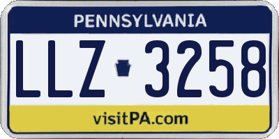 PA license plate LLZ3258