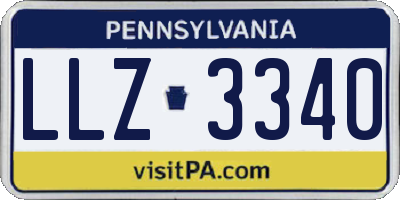 PA license plate LLZ3340