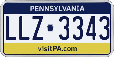 PA license plate LLZ3343