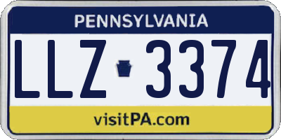PA license plate LLZ3374