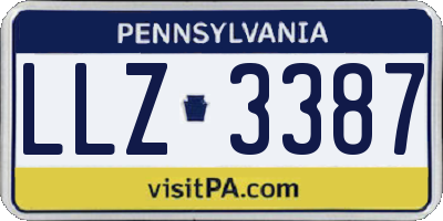 PA license plate LLZ3387
