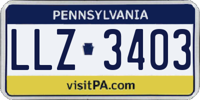 PA license plate LLZ3403