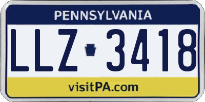 PA license plate LLZ3418