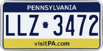 PA license plate LLZ3472