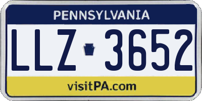 PA license plate LLZ3652
