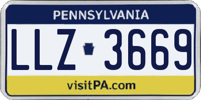 PA license plate LLZ3669