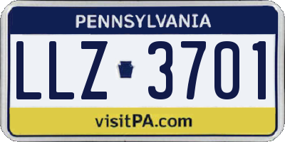 PA license plate LLZ3701
