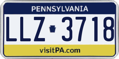 PA license plate LLZ3718