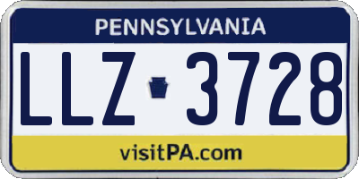 PA license plate LLZ3728