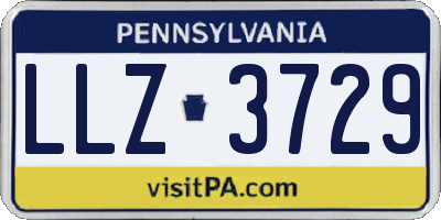 PA license plate LLZ3729