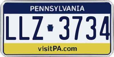 PA license plate LLZ3734