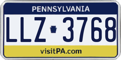 PA license plate LLZ3768