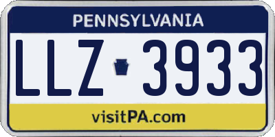 PA license plate LLZ3933