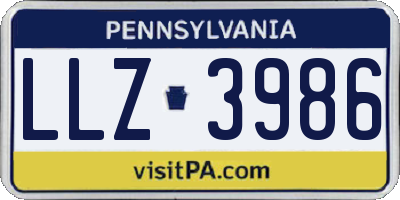 PA license plate LLZ3986