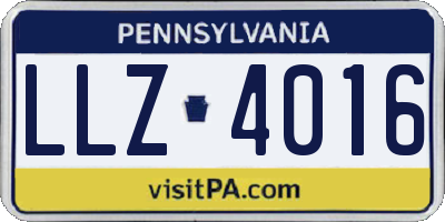 PA license plate LLZ4016