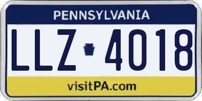 PA license plate LLZ4018