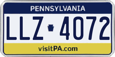 PA license plate LLZ4072