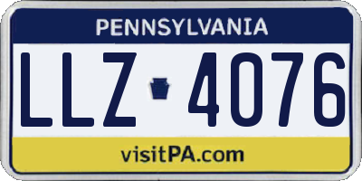 PA license plate LLZ4076