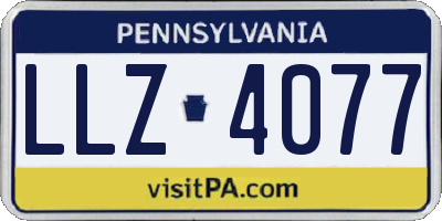 PA license plate LLZ4077