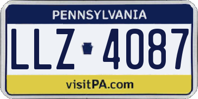 PA license plate LLZ4087
