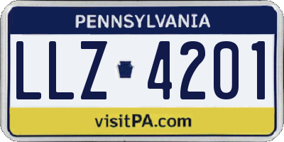 PA license plate LLZ4201