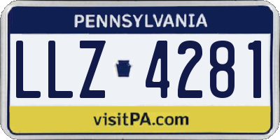 PA license plate LLZ4281