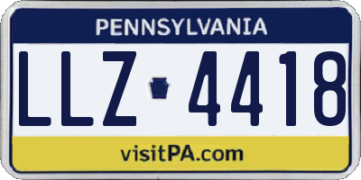 PA license plate LLZ4418