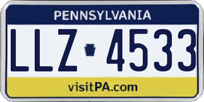 PA license plate LLZ4533