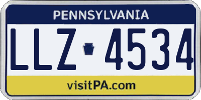 PA license plate LLZ4534