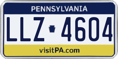 PA license plate LLZ4604