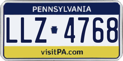 PA license plate LLZ4768