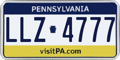 PA license plate LLZ4777