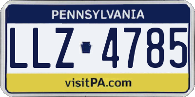 PA license plate LLZ4785