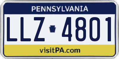 PA license plate LLZ4801