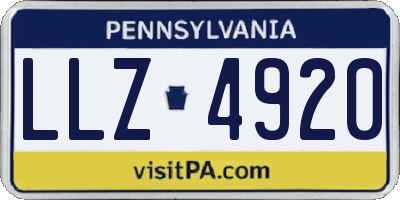 PA license plate LLZ4920