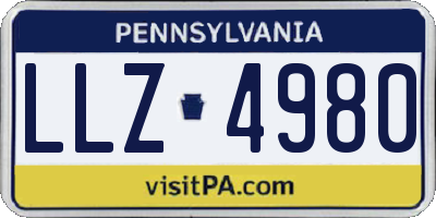 PA license plate LLZ4980