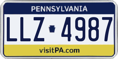 PA license plate LLZ4987