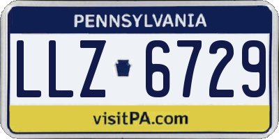 PA license plate LLZ6729